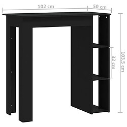 vidaXL Table de bar avec étagère Noir 102x50x103,5cm Bois d'ingénierie pas cher