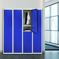 Monstershop Casier Rangement - Deux Portes, à Plat, Bleu Casiers Métalliques Bleu & Gris 2 Portes Verrouillable pour Ecole, Vestiaire, Salle de Sport, Atelier [Clés & Aimants INCLUS] - Facile à Monter