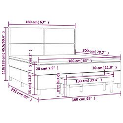 vidaXL Sommier à lattes de lit avec matelas Rose 160x200 cm Velours pas cher