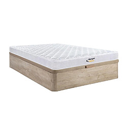 Vente-Unique Ensemble 160 x 200 cm sommier coffre naturel clair + matelas ressorts et mémoire de forme ép.15cm - WOLKENLOS de MORGENGOLD