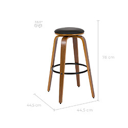 Rendez Vous Deco Tabouret de bar noir Arthus 78 cm (lot de 2)