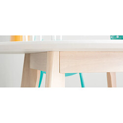 Avis Miliboo Table ronde blanc et bois D100 cm LEENA