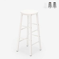 Superstool Tabouret haut bar cuisine design industriel bois métal repose-pieds Tamm, Couleur: Blanc