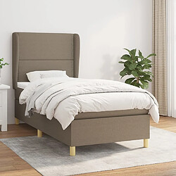 Maison Chic Structures de lit + matelas,Lit à sommier tapissier avec matelas Taupe 90x190 cm Tissu -MN92682