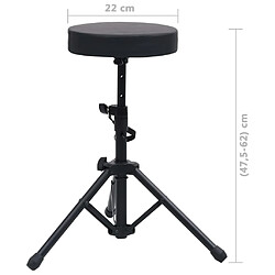 vidaXL Tabouret à tambour réglable Noir Rond pas cher