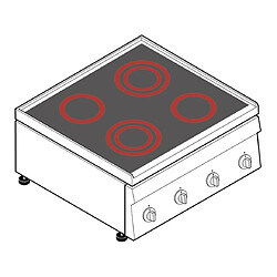 Réchaud vitrocéramique - 4 plaques - gamme 600 - Tecnoinox 