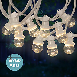 SkyLantern Kit Guirlande Guinguette 50m IP 65 Cable Blanc Bulbes Transparents