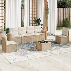 vidaXL Salon de jardin avec coussins 7 pcs beige résine tressée