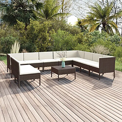 Maison Chic Salon de jardin 11pcs + coussins - Mobilier/Meubles de jardin - Table et chaises d'extérieur Résine tressée Marron -MN69861