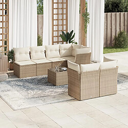 vidaXL Salon de jardin avec coussins 8 pcs beige résine tressée