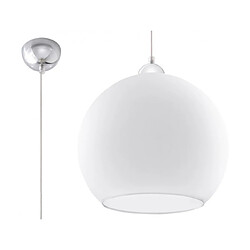 Luminaire Center Suspension BALL verre/acier blanc/chrome 1 ampoule