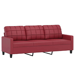 Avis vidaXL Ensemble de canapés 3 pcs et coussins rouge bordeaux similicuir