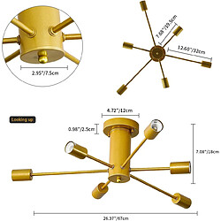 Acheter Stoex Plafonnier Moderne 6 Lumières Plafonnier Rétro Or, Lampe de Plafond Intérieur Vintage E27 Pour Chambre Cuisine Salon Couloir