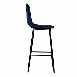 Acheter Mes Lot de 4 chaises de bar H74,5 cm en velours bleu foncé - HYGGE