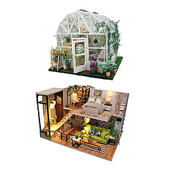 2x Kits De Maison De Poupée Bricolage Avec Accessoires Décorations De Maison Miniatures