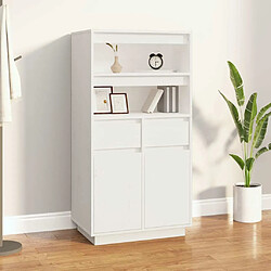 Maison Chic Buffet,Meuble de Rangement,commode pour salon,Cuisine Blanc 60x40x116,5 cm Bois massif de pin -MN70748