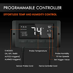 Spider Farmer Ventilateur en ligne de 4 pouces 205CFM avec contrôleur intelligent, filtre à charbon et conduits combinés