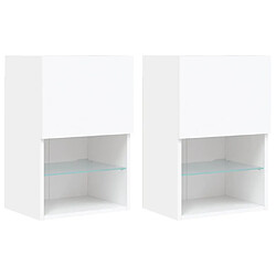 vidaXL Meubles TV avec lumières LED 2 pcs blanc 40,5x30x60 cm