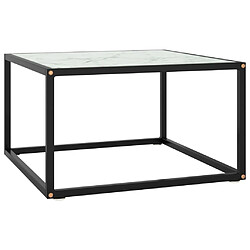 vidaXL Table basse Noir avec verre marbre blanc 60x60x35 cm 