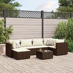 vidaXL Salon de jardin avec coussins 7 pcs marron résine tressée 