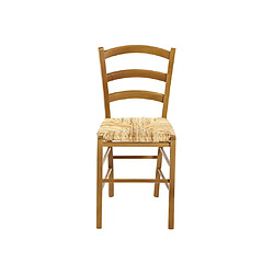 Vente-Unique Lot de 2 chaises PAYSANNE - Hêtre massif & paille de riz - Teinte : Chêne