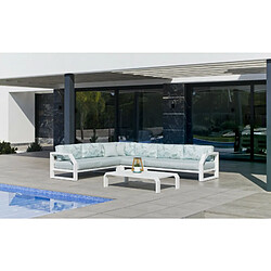 HEVEA Ensemble Salon Sofa De Jardin ANTINEA CC8 en ALUMINIUM BLANC Coussins couleur MIRTA DALIA