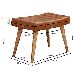 Acheter Mes Tabouret 67x39x47 cm en cuir marron et manguier naturel