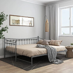 vidaXL Cadre de canapé-lit extensible Gris Métal 90x200 cm