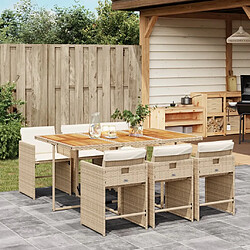 vidaXL Ensemble à manger de jardin et coussins 7 pcs beige poly rotin