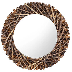 vidaXL Miroir mural 60 cm Teck Rond