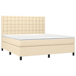 Avis Maison Chic Lit adulte- Lit + matelas,Sommier à lattes de lit et matelas et LED Crème 160x200cm Tissu -GKD95180