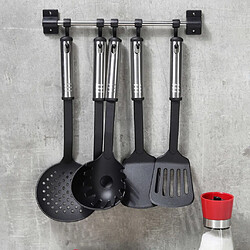 HI Ensemble d'ustensiles de cuisine 6 pcs Noir et argenté 