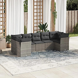 vidaXL Salon de jardin avec coussins 7 pcs gris résine tressée 