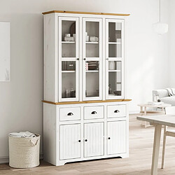 vidaXL Buffet BODO blanc et marron 115,5x43x200,5cm bois massif de pin