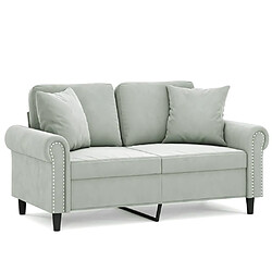 Maison Chic Canapé 2 places avec oreillers,Sofa de Salon,Canapé droit gris clair 120 cm velours -GKD318390