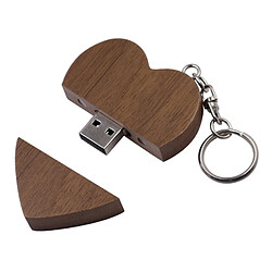 Wewoo Clé USB Couple de disques MicroDrive 16 Go USB 2.0 en bois forme de coeur U de noyer 