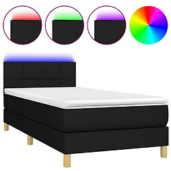 vidaXL Sommier à lattes de lit avec matelas LED Noir 100x200 cm Tissu