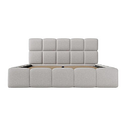 Acheter Lit coffre 140 x 190cm - Tissu chiné - Gris clair + Matelas - DAMADO de Pascal Morabito