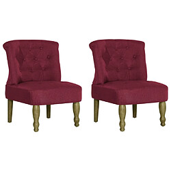 vidaXL Chaises françaises lot de 2 rouge bordeaux tissu