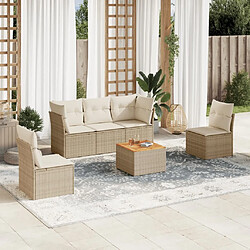 Maison Chic Salon de jardin avec coussins 6 pcs, Ensemble Tables et chaises de jardin, beige résine tressée -GKD549959