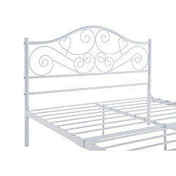 Vente-Unique Lit 140 x 190 cm - Métal - Blanc + Matelas - LEYNA pas cher