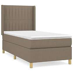 vidaXL Sommier à lattes de lit avec matelas Taupe 100x200 cm Tissu