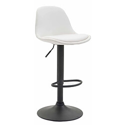 Decoshop26 Tabouret de bar avec repose-pieds design moderne en synthétique blanc pieds en métal noir mat 10_0001045