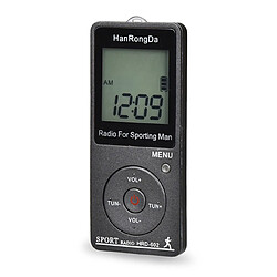 Universal Hanrongda HRD 602 Récepteur radio portable Radio FM/AM Écran LCD Bouton de verrouillage Poche Radio avec casque Podomètre sport