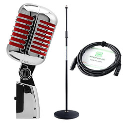 Pronomic DM-66R Elvis microphone dynamique rouge SET