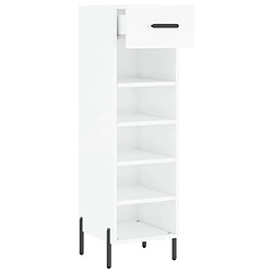 Maison Chic Armoire à chaussure 30x35x105 cm,Meuble à Chaussures Blanc brillant Bois ingénierie -MN44746 pas cher