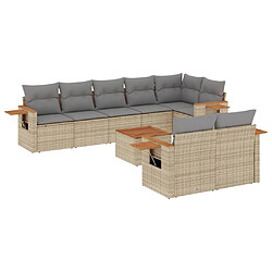 vidaXL Salon de jardin avec coussins 9 pcs beige résine tressée