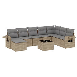 vidaXL Salon de jardin avec coussins 9 pcs beige résine tressée