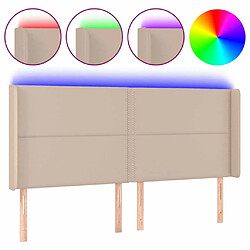 Maison Chic Tête de lit moderne à LED lumineuse pour chambre - Décoration de lit Cappuccino 183x16x118/128 cm Similicuir -MN17796