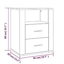 vidaXL Table de chevet Gris béton 50x36x60 cm Bois d'ingénierie pas cher